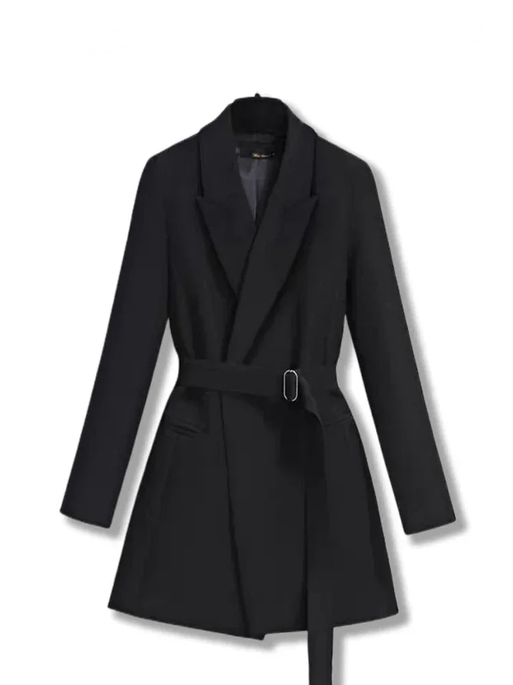 Women's Blazer Elegant Slim Fit Coats Casual Lace Up Women Mid Length Blazers