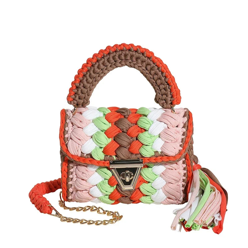 Crochet Bag Shoulder Bag Chunky Knit Handle Bag