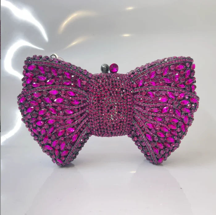 Rhinestone Green/Black Clutch Purse Bow Luxury Diamond Evening Clutches Wedding Bridal Bag