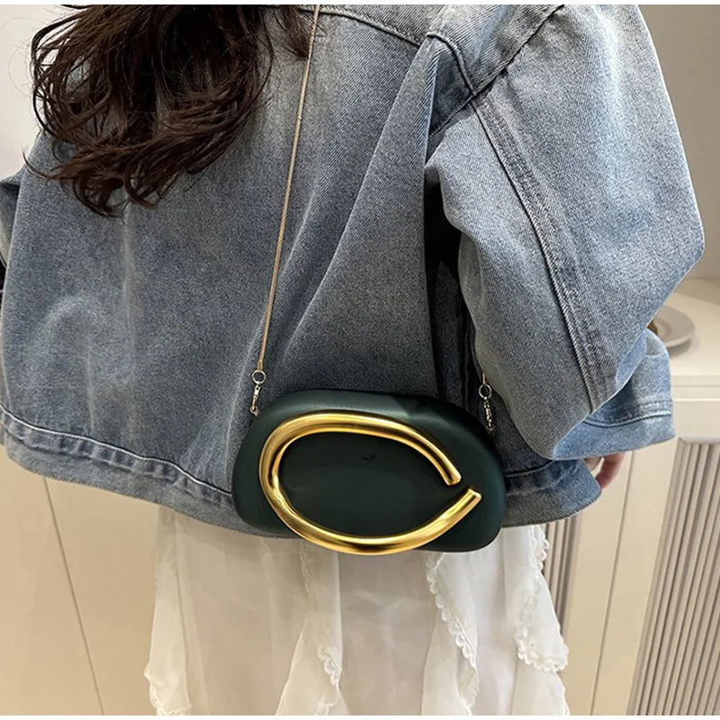 High-end Chain Shoulder Bag Exquisite Personality Round Box Elegant Crossbody Purse