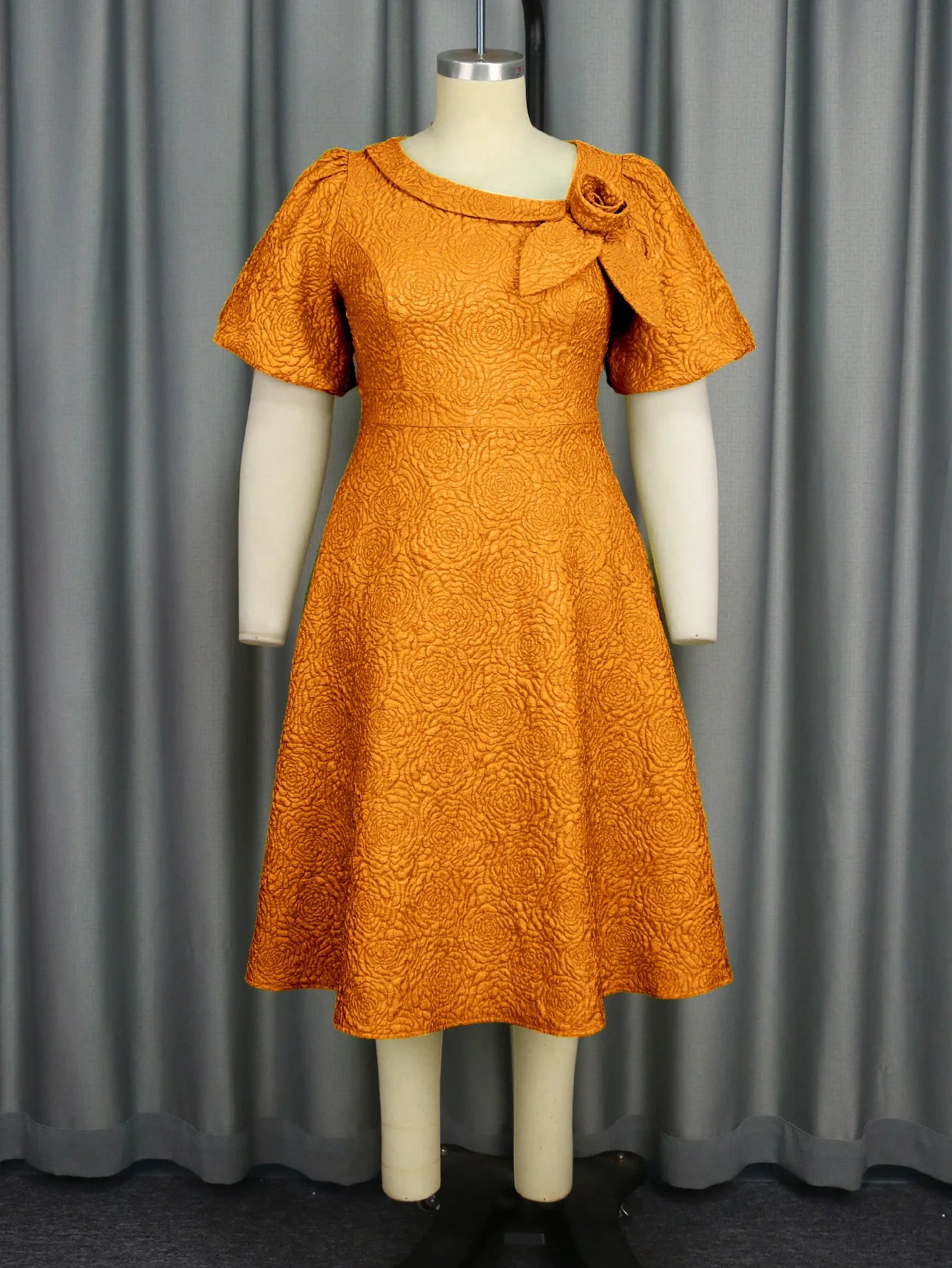 Women Plus Size Jacquard Dress A-Line Party Banquet Dress Cocktail Dress