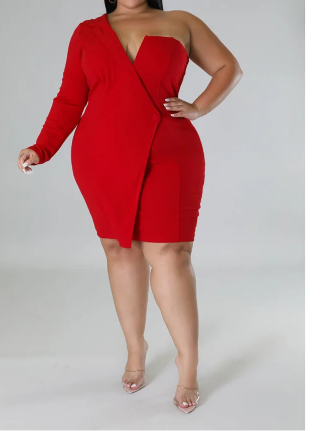 Plus Size Dress Long Sleeve V Neck Solid Sexy Mini Suit Dress Party Dresses