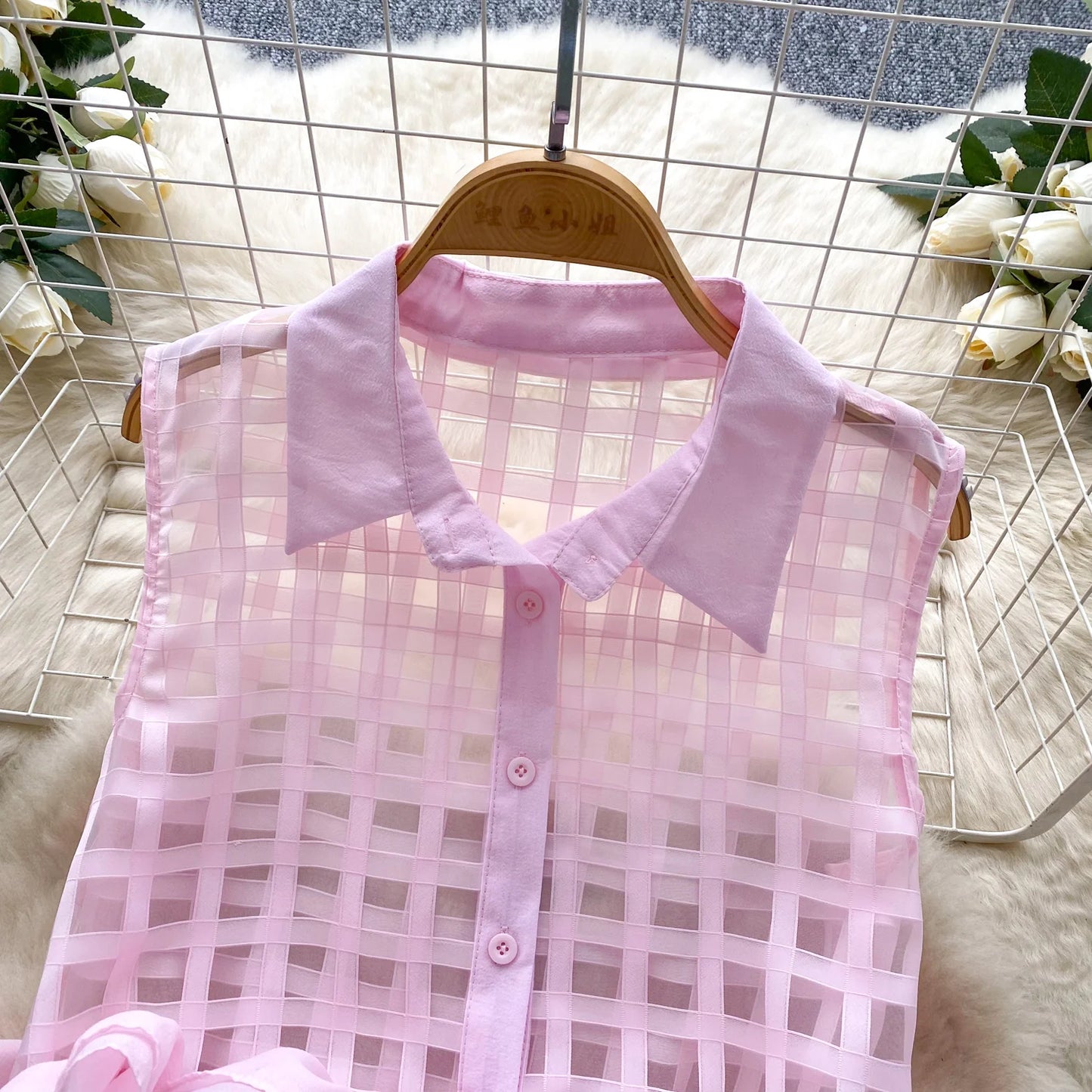 Vintage Bandage Lace Sleeveless Blouse Slim Elegant Korean Fashion Sexy Shirt