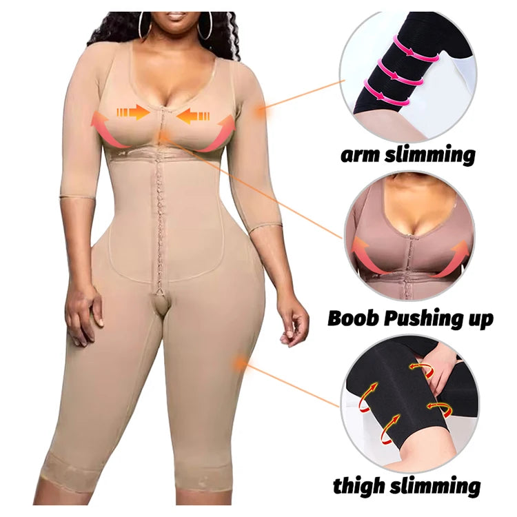 Full Body Colombian Girdles Shaper High Compression Bodysuits Postoperative Postpartum Lipo Arm Slimmer