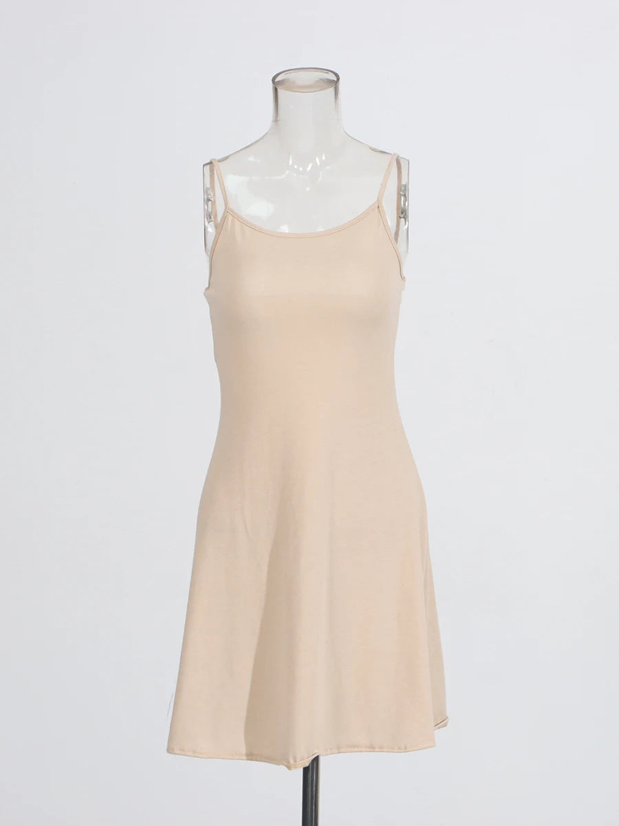 Solid Spliced Appliques Loose Maxi Dress For Women O Neck Sleeveless High Waist Dress
