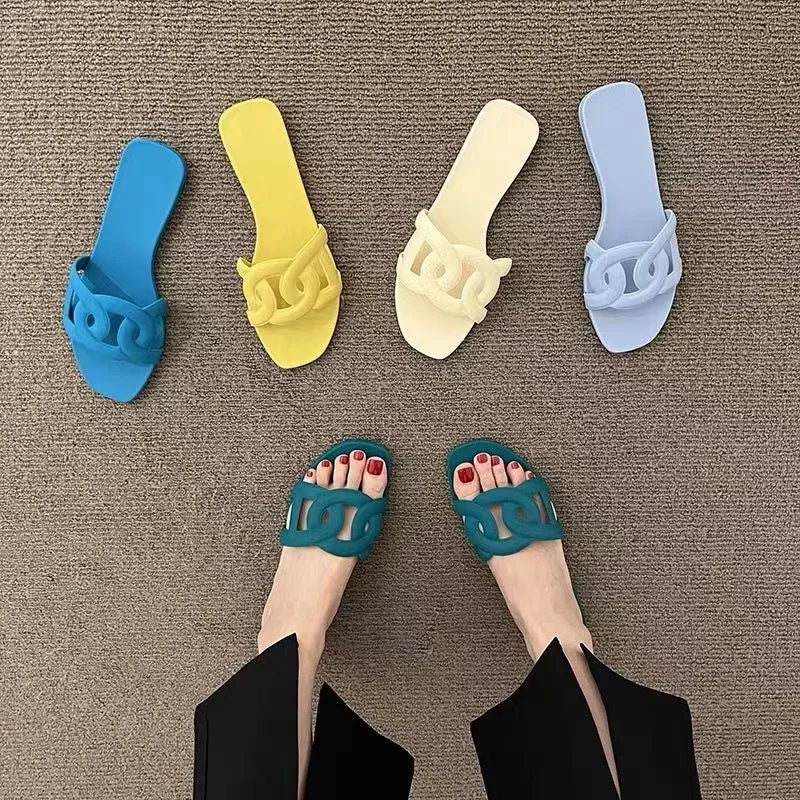 Women Dressy Flat Slippers Comfort Flip-flops Flat Slides Casual Summer Shoes