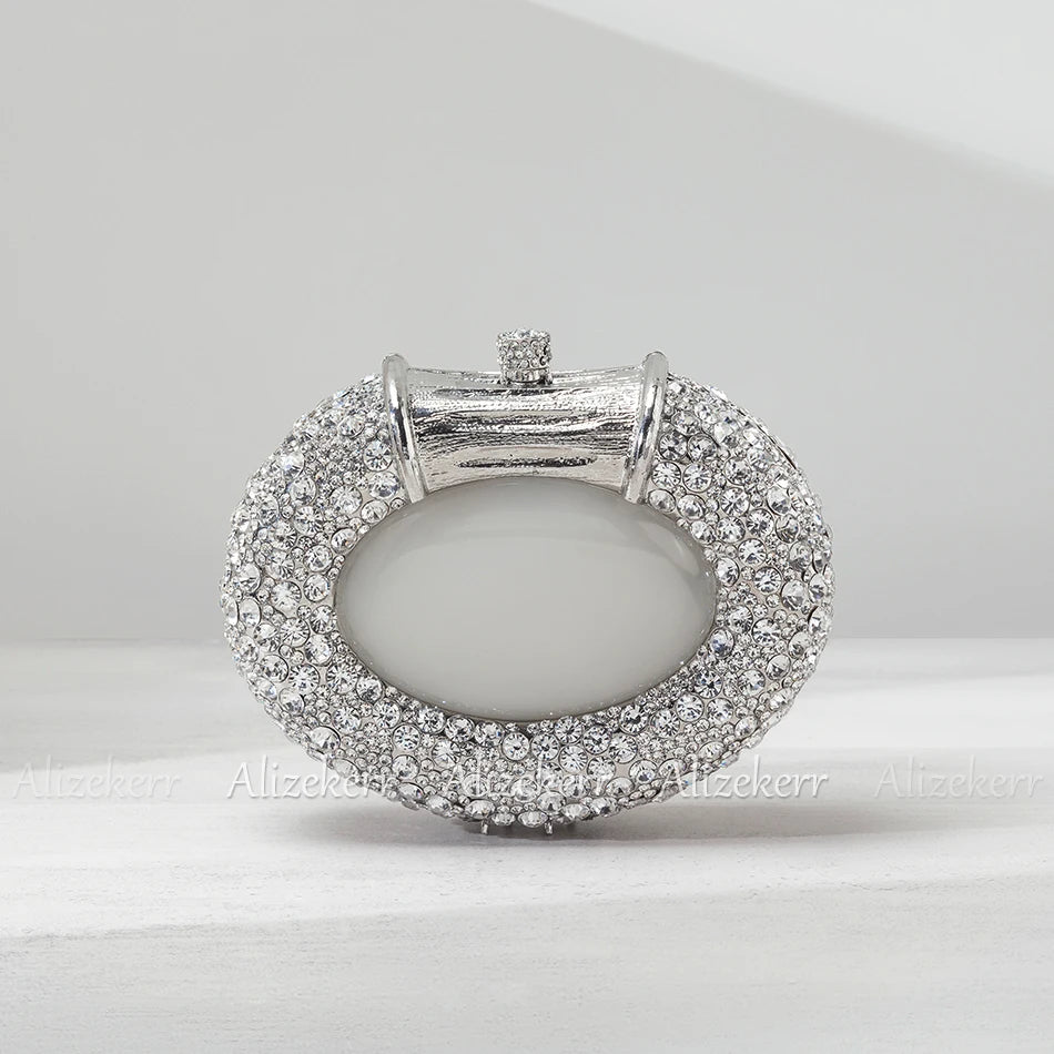 Oval Shaped Crystal Evening Bag Women Boutique Gorgeous Classy Diamond Clutch Purses And Handbags Bridal Wedding Party