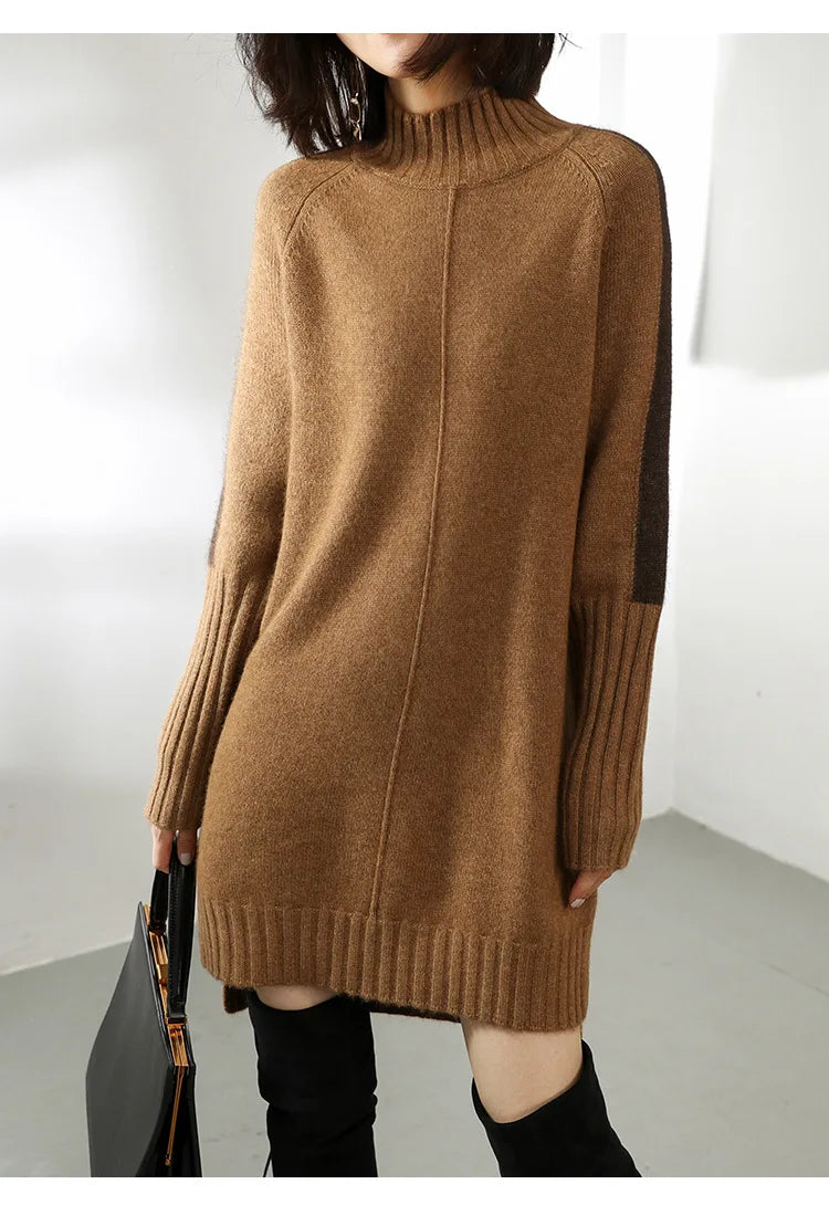 Turtleneck Knitted Sweater Women Pullovers Thick Jumpers Wool Knit Crochet Y2k Sweater