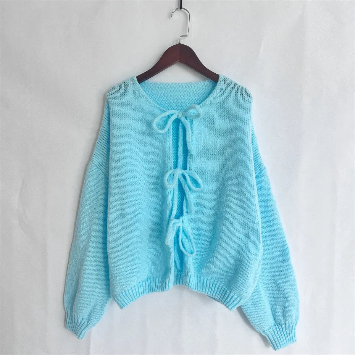 Elegant Knitted Cardigan Sweater Women's Lace up Cardigan