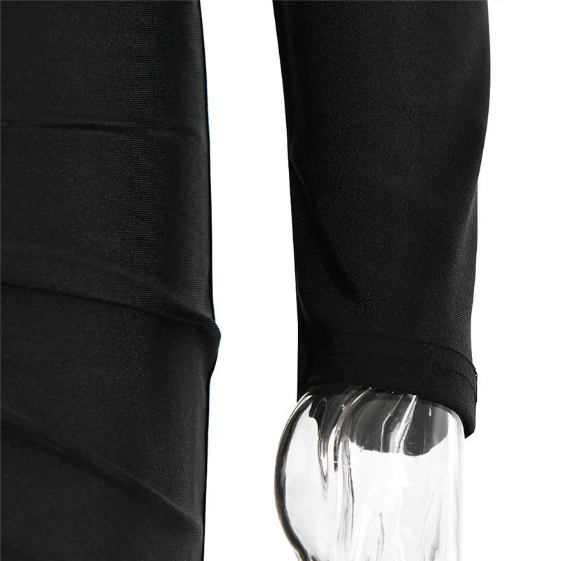 Hollow Out Long Sleeve Maxi Dress For Women Metal Buckle Bodycon Cocktail Dress