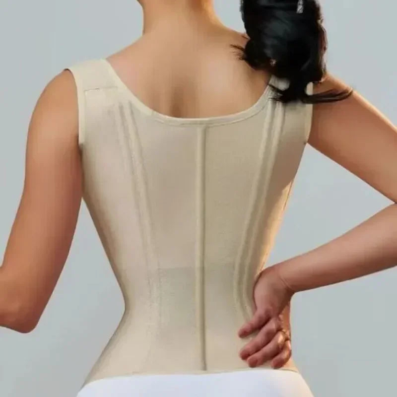 Body Shaper Shapewear Women Vest Tops Double Compression Waist Trainer Corset Adjustable Zipper and Hook-eyes