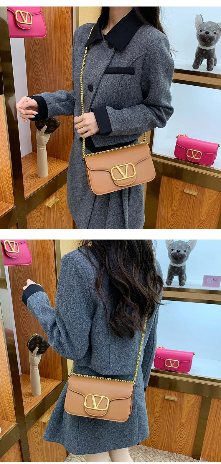 Women's Calf leather handbag chain one-shoulder crossbody bag high-quality women's bag