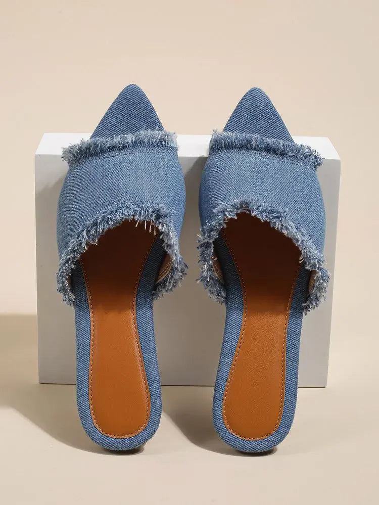 Women Flats Cowboy Slippers Summer Femme Pointed Toe Flip Flops