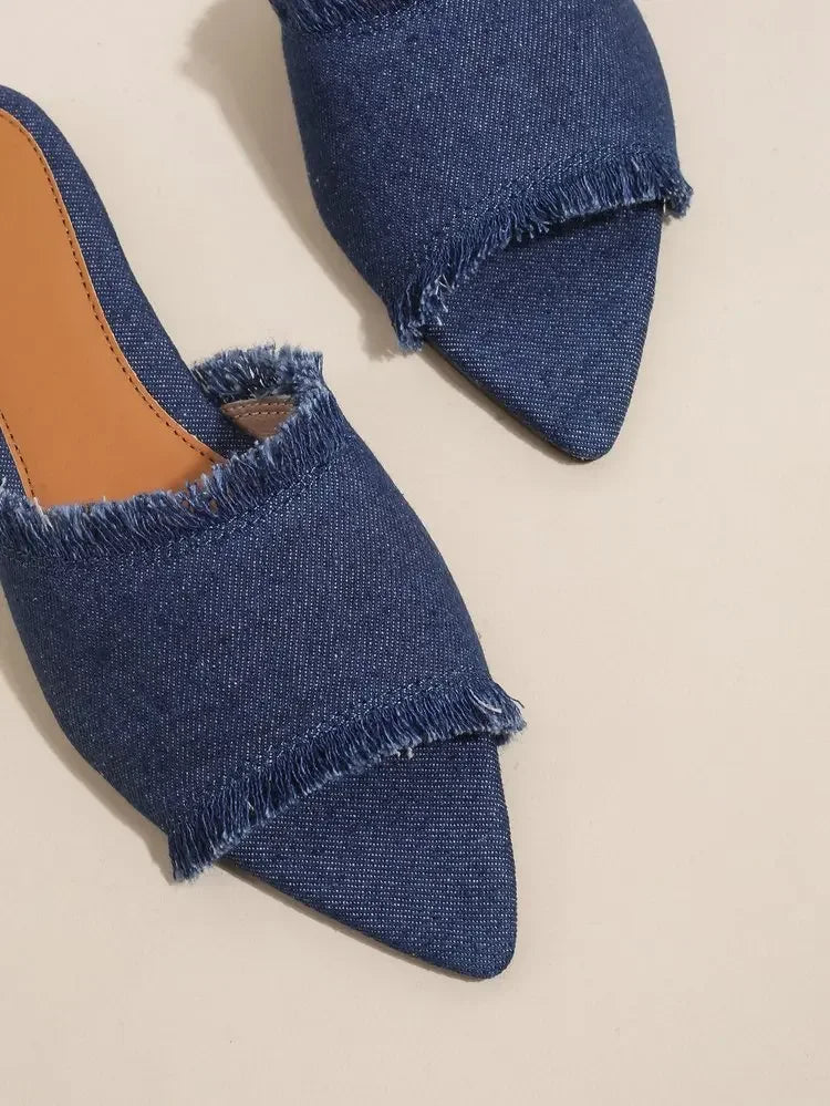 Women Flats Cowboy Slippers Summer Femme Pointed Toe Flip Flops