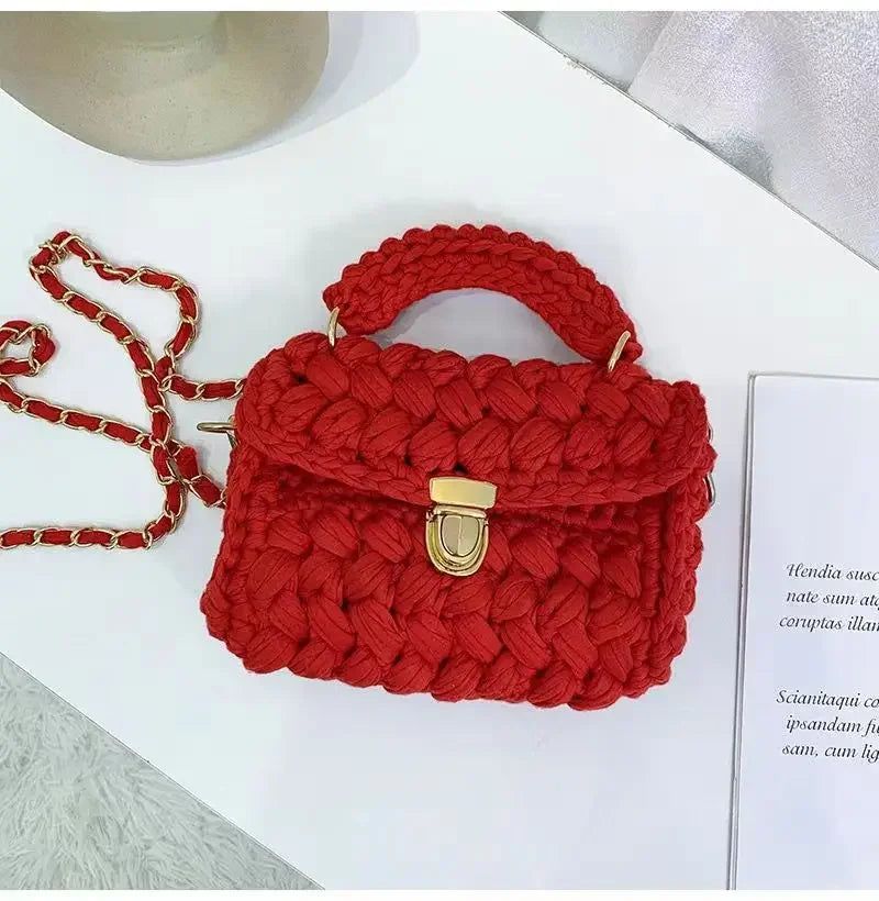 Shoulder Crochet Bag Exclusive Metal Lock and Buckle Hardware Set