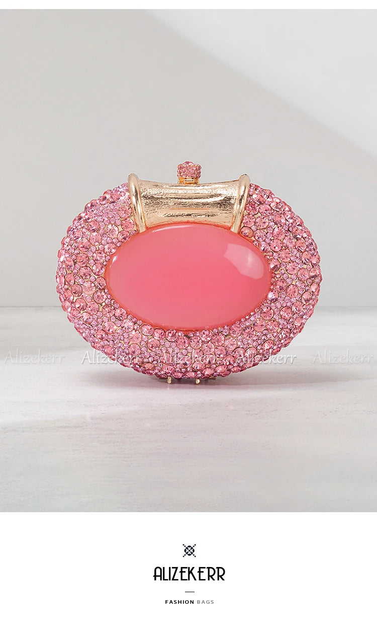 Oval Shaped Crystal Evening Bag Women Boutique Gorgeous Classy Diamond Clutch Purses And Handbags Bridal Wedding Party