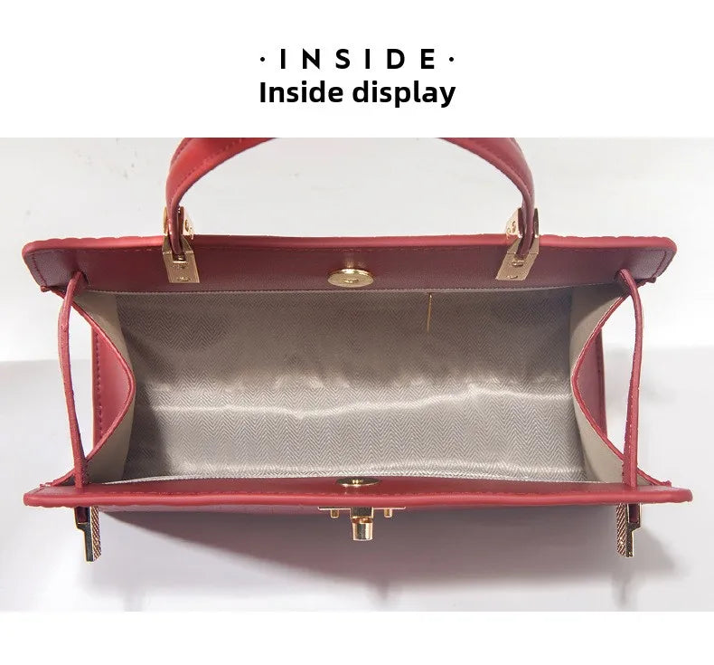 Genuine Leather Women's Bag, Red Mother's Shoulder Bag