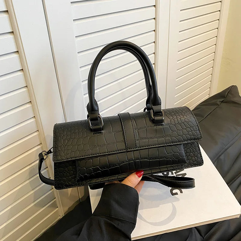 Ladies Shoulder Bag High Quality PU Stone Pattern Crossbody Bag for Women Armpit Clutch