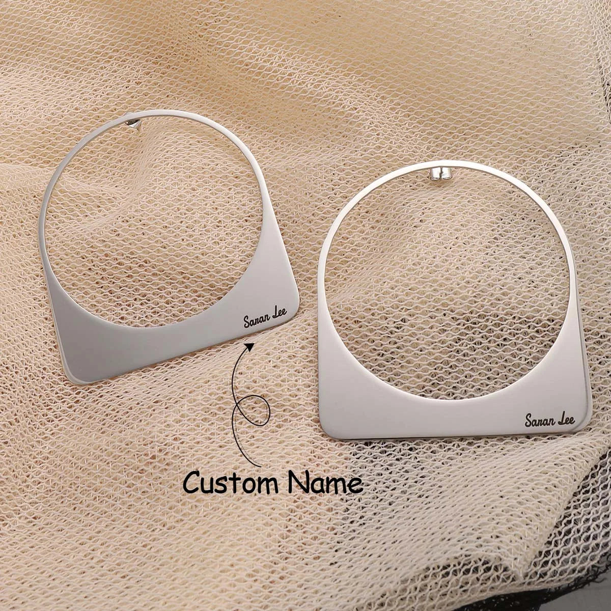 Large Hoop Earring with Custom Name Middle East Dubai 18K Gold Plated Stainless Steel Earrings