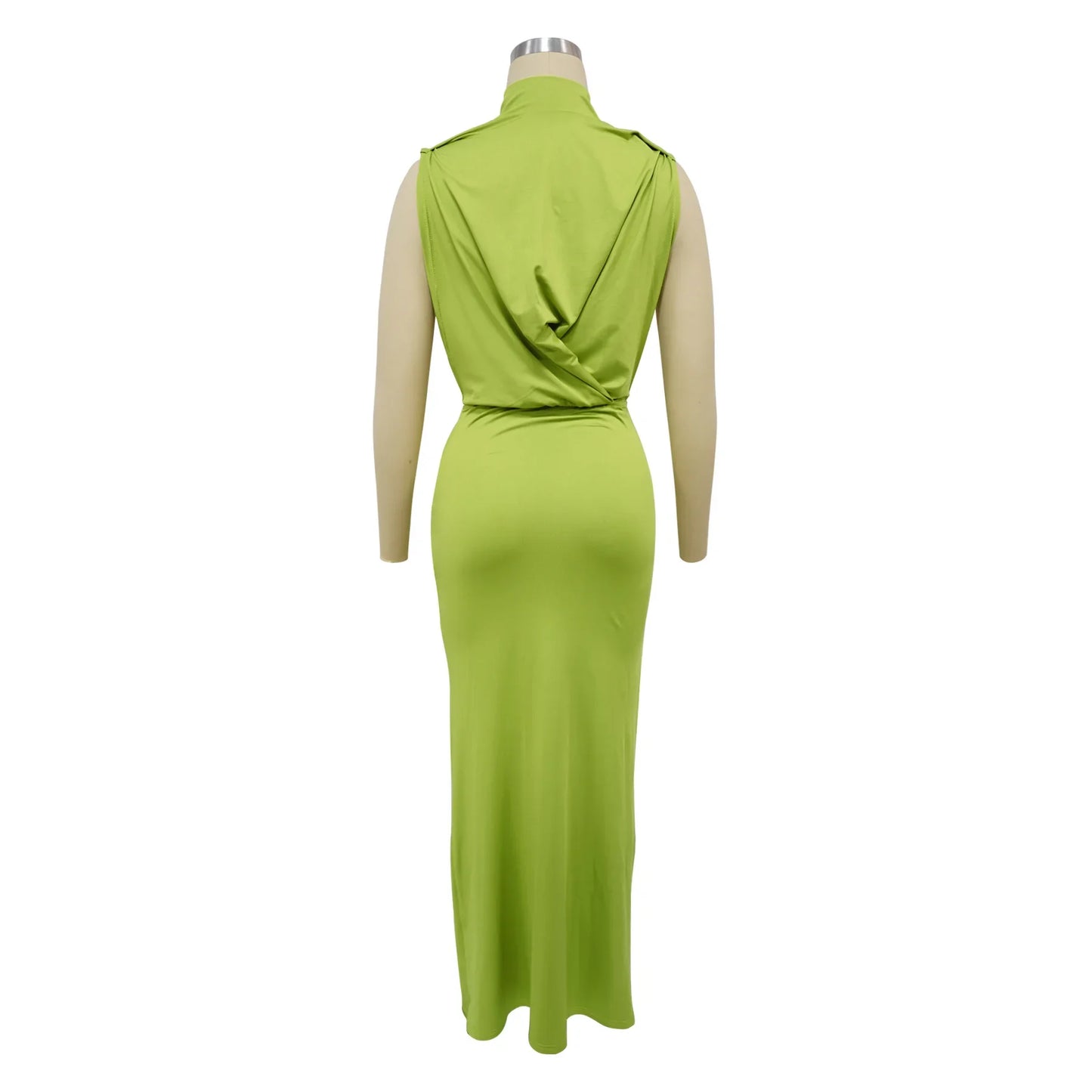 Women O-neck High Split Stacked Bodycon Maxi Dress Evening Party Club Dress