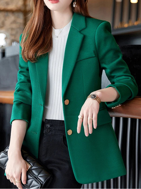 Ladies Blazer Women Green Black Khaki Long Sleeve Female Business Work Wear Slim Formal Jacket for Winter