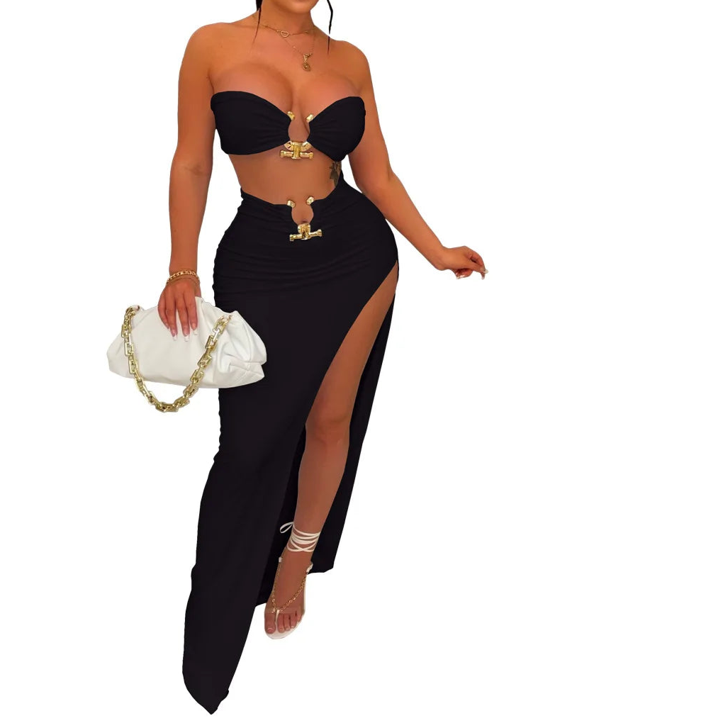 European and American women's casual fashion sexy irregular skirt suit beach dress Resort Wear