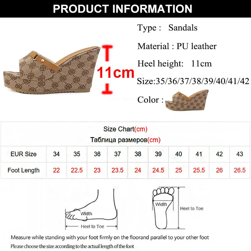 Design Wedge Heel Sandals Women Summer Chunky Platform Mule Wedge Slippers