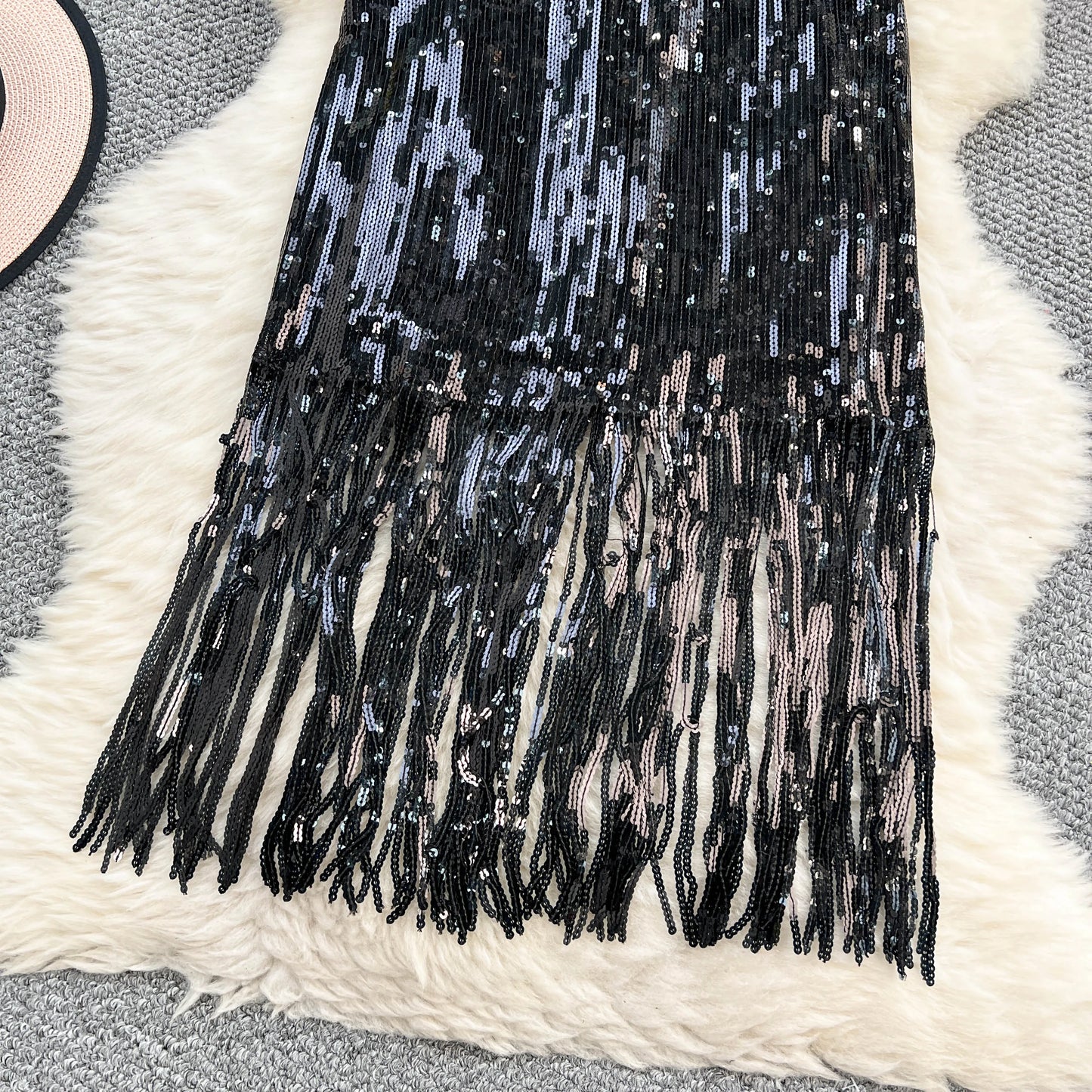Women Chic Sequin tassel glitter Skirt High Waist Elegant Korean Fashion Skirt
