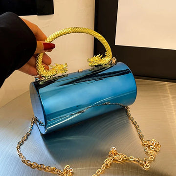 Acrylic Clutch Bag Gold Silver Women Evening Shiny Metal Shoulder Crossbody Bags