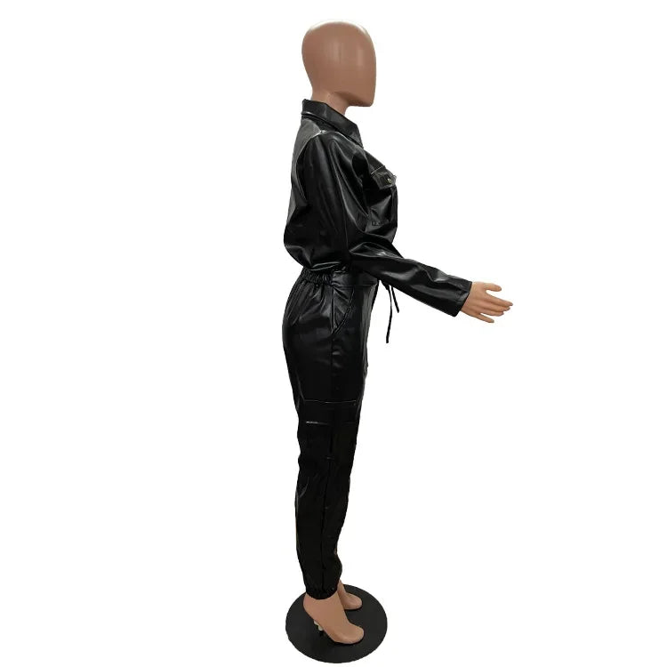 Pants Sets Two Piece Long Sleeve Cardigan Hidden Breasted Solid Zipper Fly Pencil Pants Slim Fit