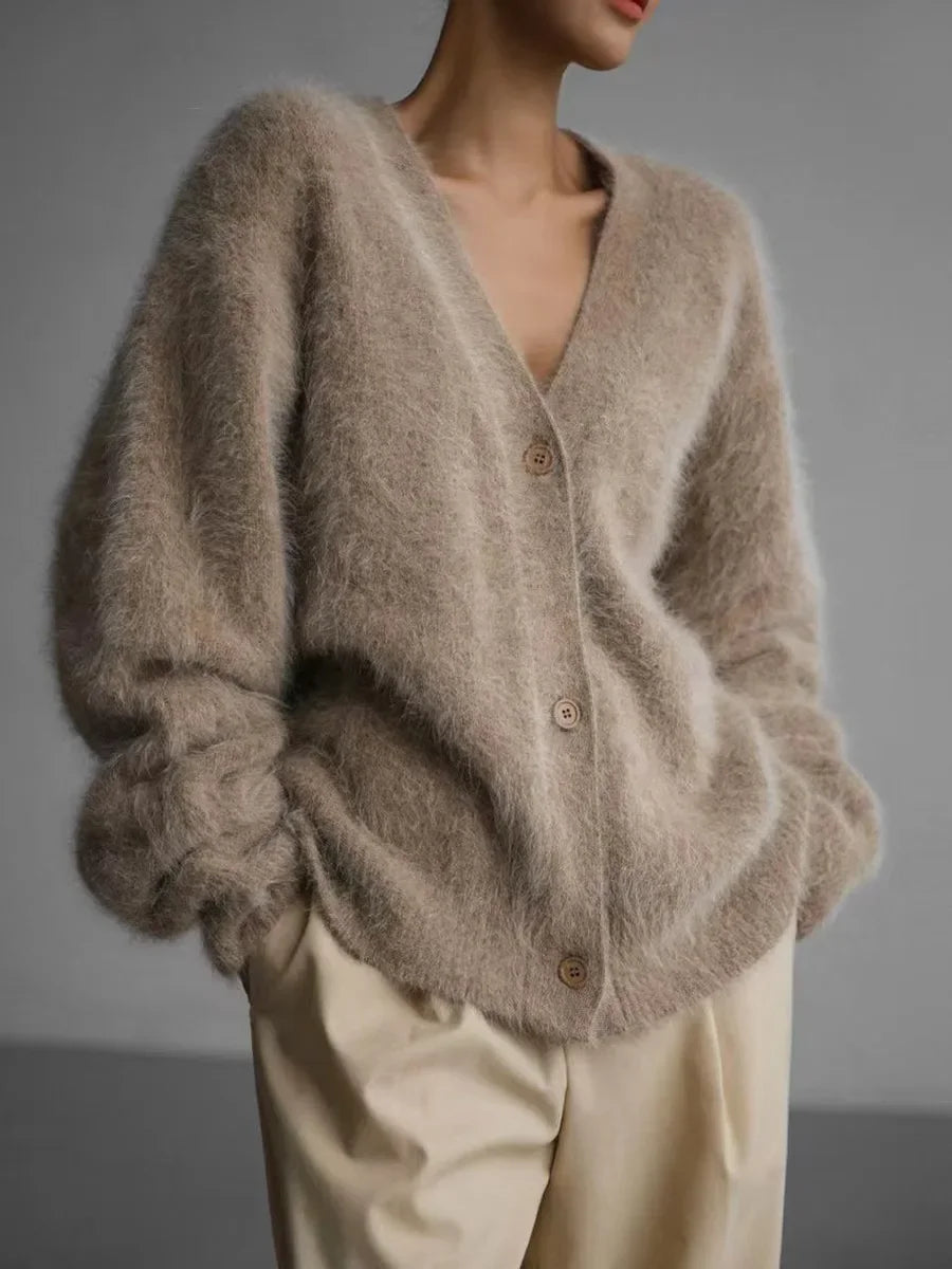 Women's Cardigans Korean Fashion V-neck Sweater Coat Long Sleeve Oversized Sweater