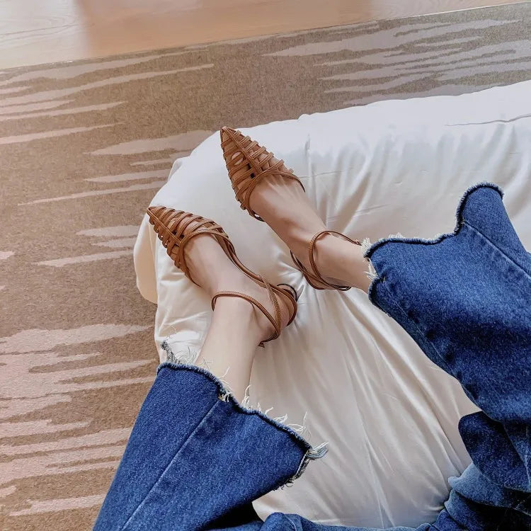 Pointed Toe Shoes Women's baby Heels Sandals Summer Party Office Shoes