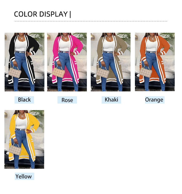 Plus Size Women's Long Sleeve V-Neck Maxi Cardigan Button Down Thick Casual Cardigan