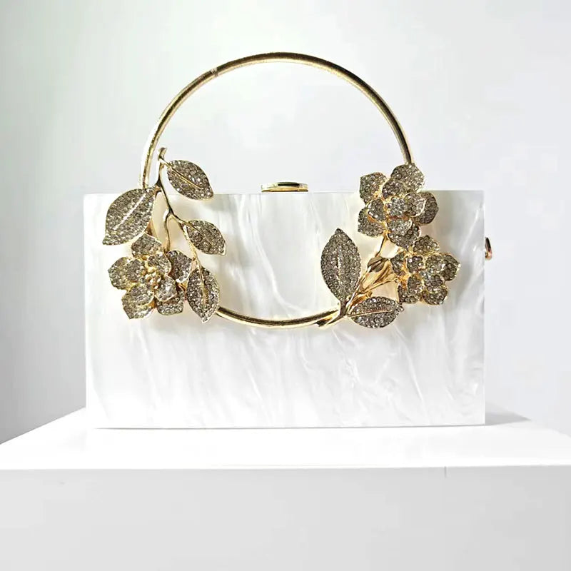 Banquet Pearlescent Acrylic Purse Women's Tote Crossbody Shoulder Square Bag