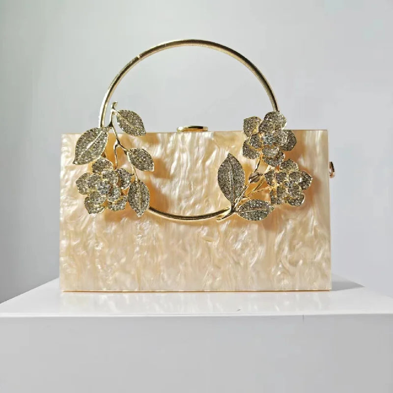 Banquet Pearlescent Acrylic Purse Women's Tote Crossbody Shoulder Square Bag