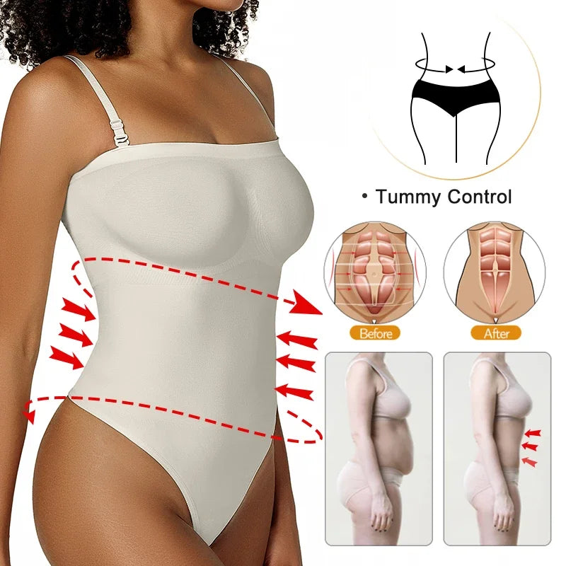 Womens Bodysuit Tummy Control Shapewear Thong Seamless Slimming Compression Body Shaper