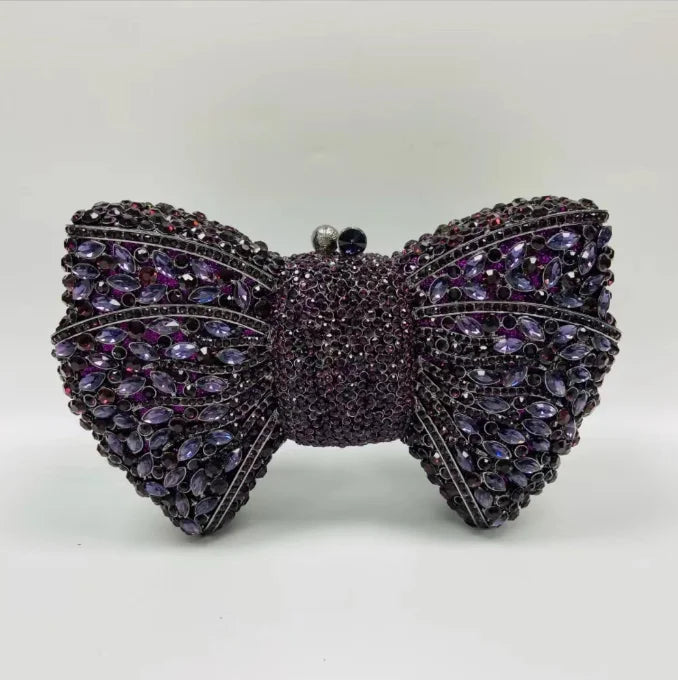 Rhinestone Green/Black Clutch Purse Bow Luxury Diamond Evening Clutches Wedding Bridal Bag