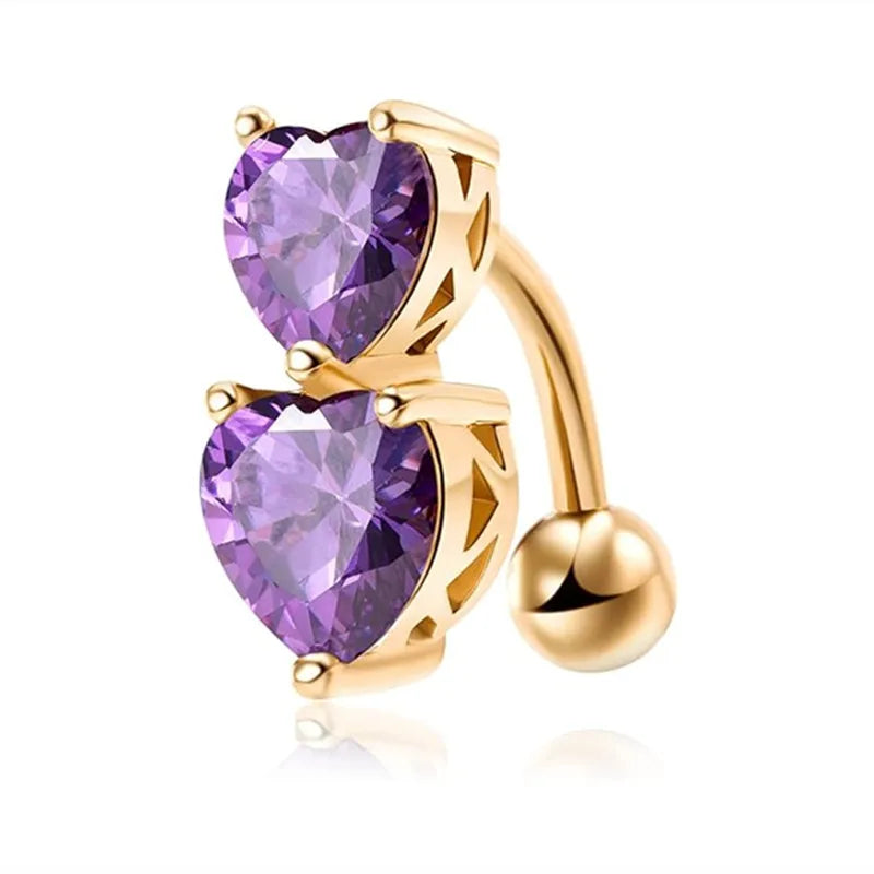 1PCS Crystal Belly Button Rings Surgical Steel Heart Navel Piercing