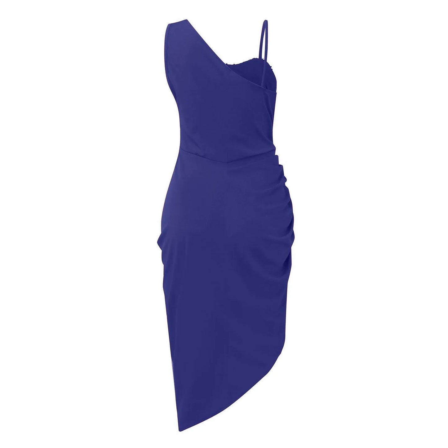 Women's Solid Color Sexy Slit Maxi Smocked One Shoulder Evening Dress