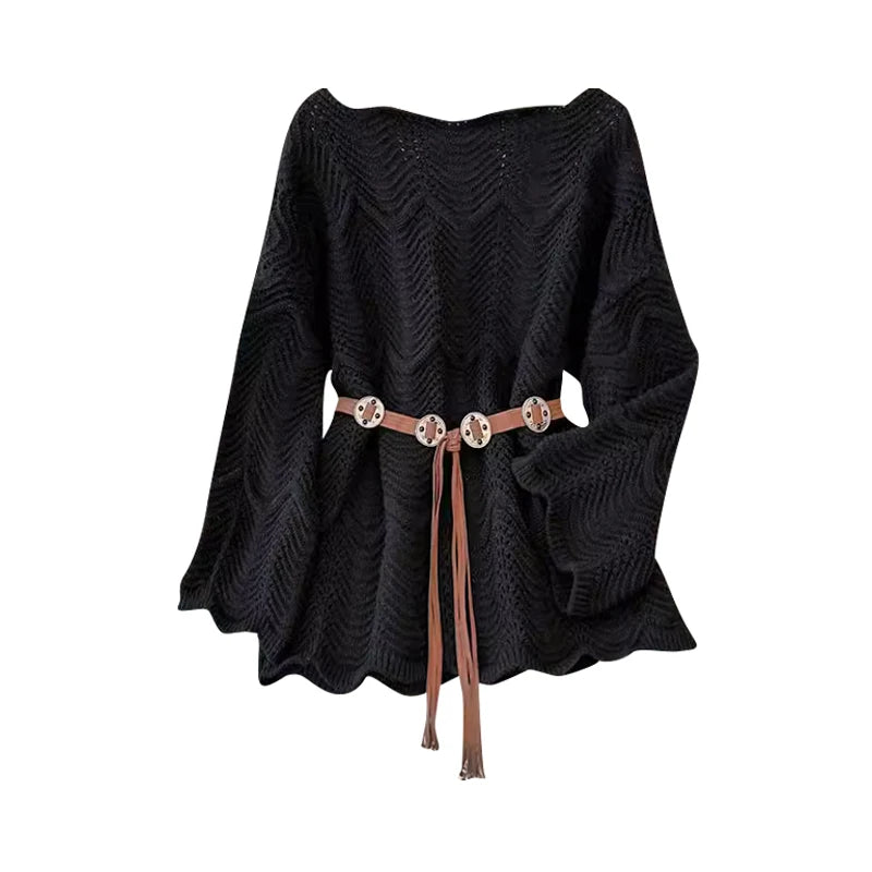 Women Tunic Sweater Pointelle Knit Long Sleeve Jumper for Leggings Cozy Knitwear