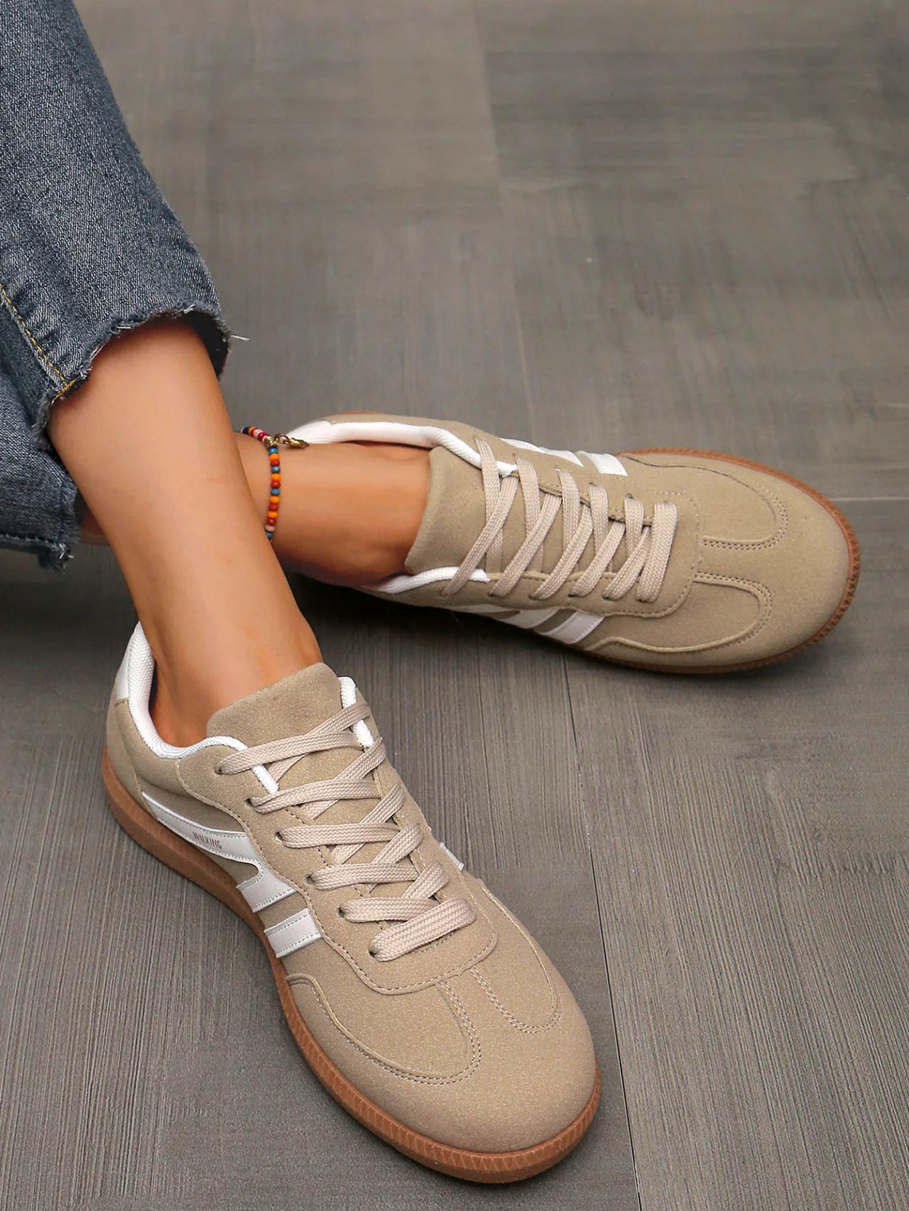 Mix Color Women's Autumn Sneakers Fashion Splicing Flat Heel Vulcanized Shoes Female Lace-Up Sneakers