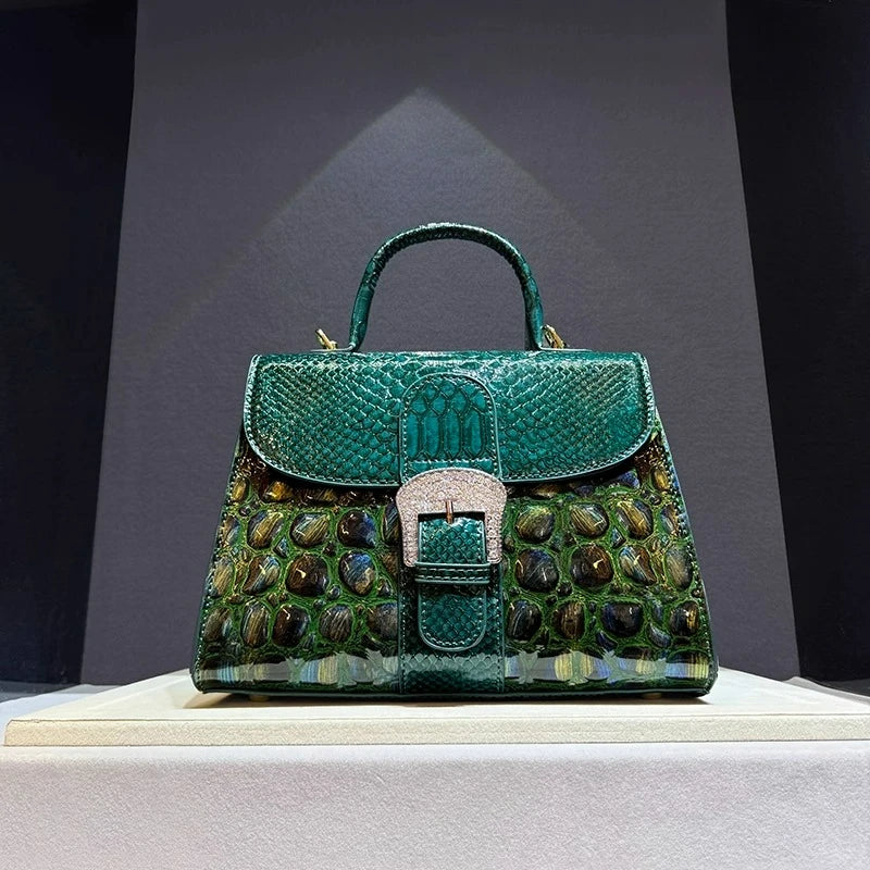 Quality Cowhide Shoulder Crossbody Bag Women's Alligator Print Handbag