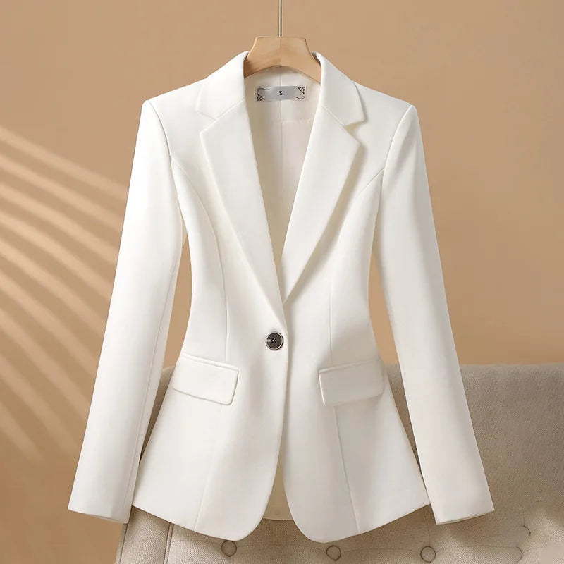 Women Office Blazer Casual Single Button Long Sleeve Office Coat
