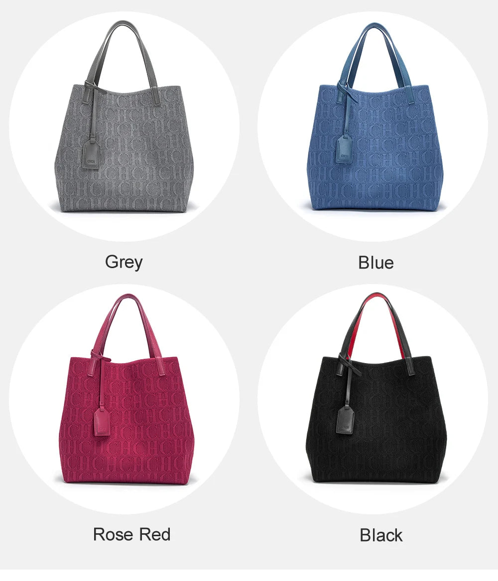 Classic New Solid Color Handbag Women's Exquisite Handcrafted Weaving Large Capacity Handbag