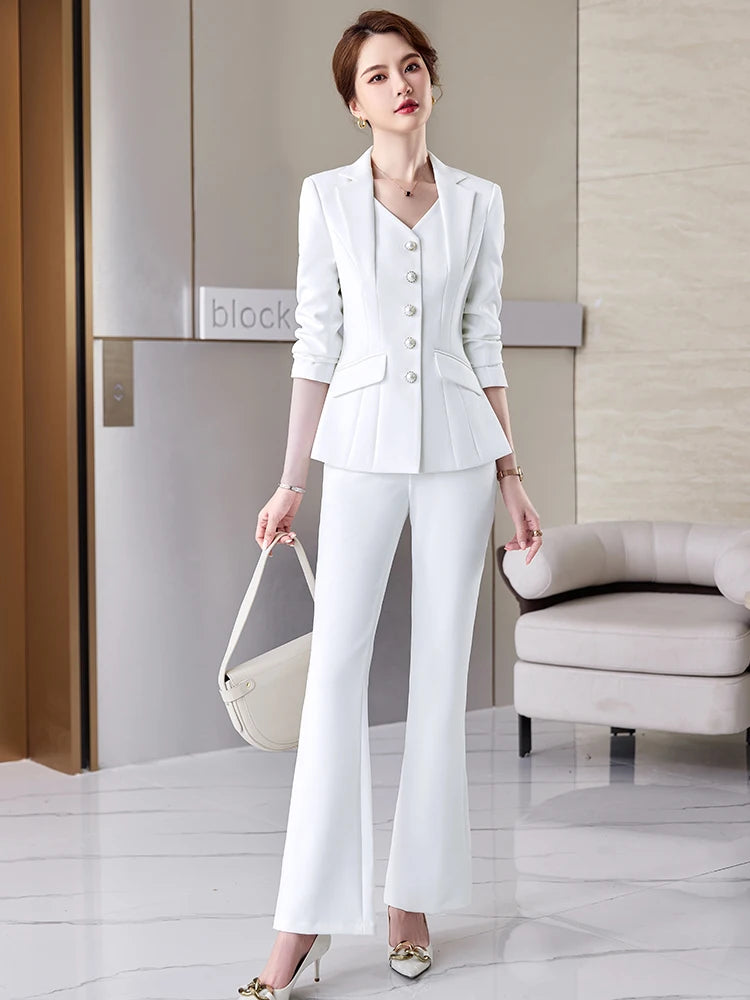 Blazer Jacket And Pant Suit Trousers Women Office Work Wear Formal 2 Piece Set