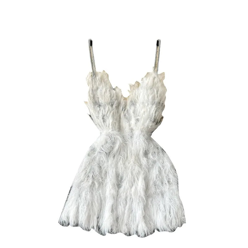Solid Halter Women Dress All Match Off Shoulder Dresses Sexy Elegant Tassel Mini Dress