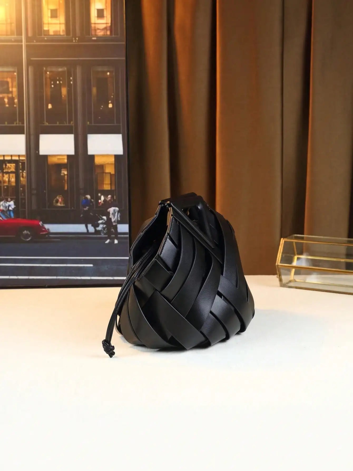 Woven Design Women Handbag, Tote Basket Bag, High-End Inverted Triangle Shaped Handbag