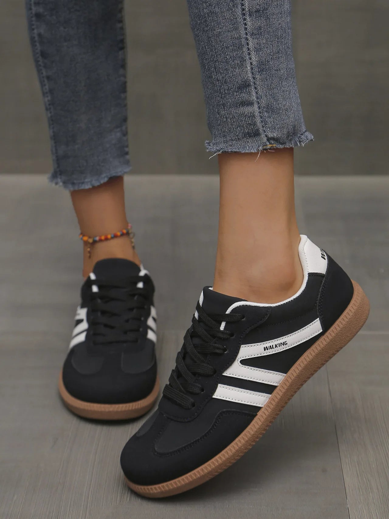 Mix Color Women's Autumn Sneakers Fashion Splicing Flat Heel Vulcanized Shoes Female Lace-Up Sneakers