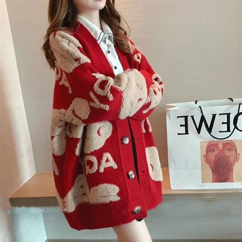 Cardigan Women New Fashion Casual Sweater Jacket Loose Knitting Warm Cardigan