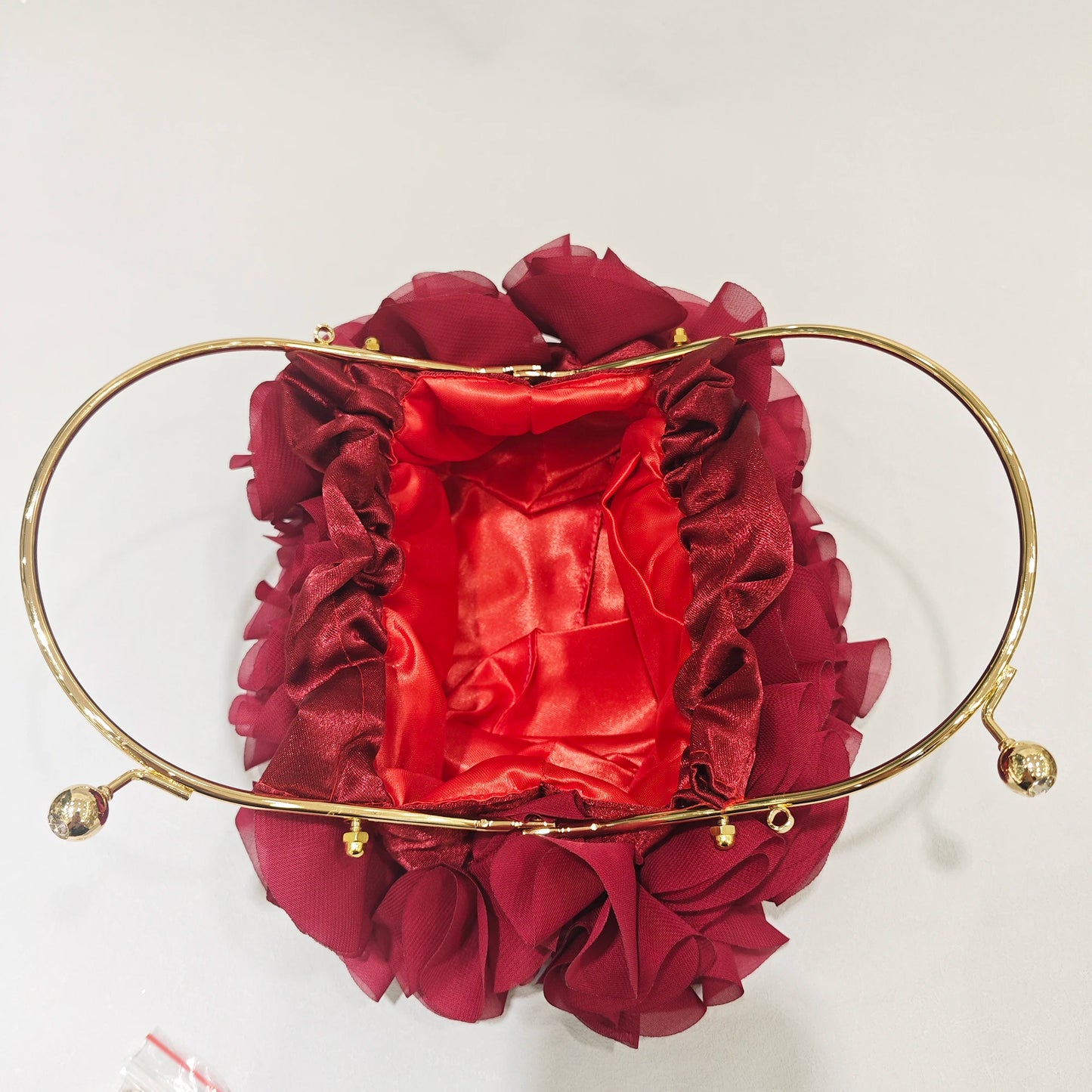Red/White Bridal Flower Evening Clutch Bag Floral Wedding Party Purses
